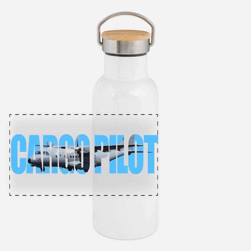 Cargo pilot CN-235 Panorama Thermosflasche mit Bambusdeckel
