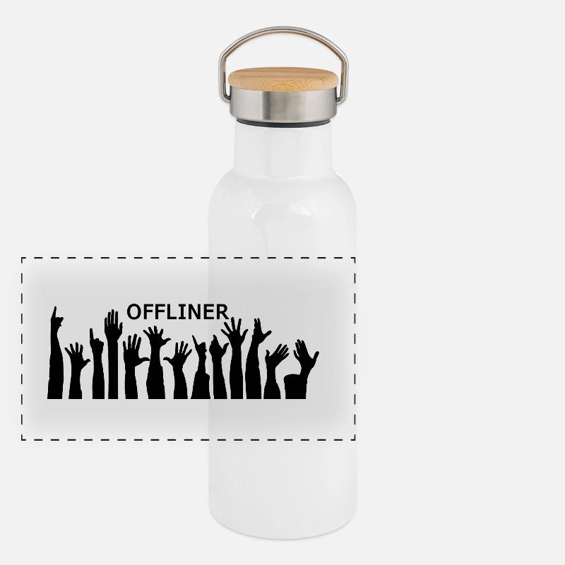 Offliner Fanhaende Panorama Thermosflasche mit Bambusdeckel