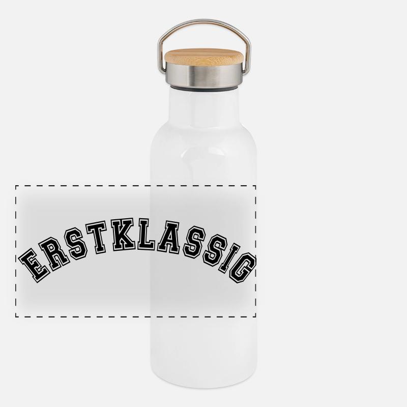 Erstklassig Einschulung, Schulstart, schulkind Panorama Thermosflasche mit Bambusdeckel