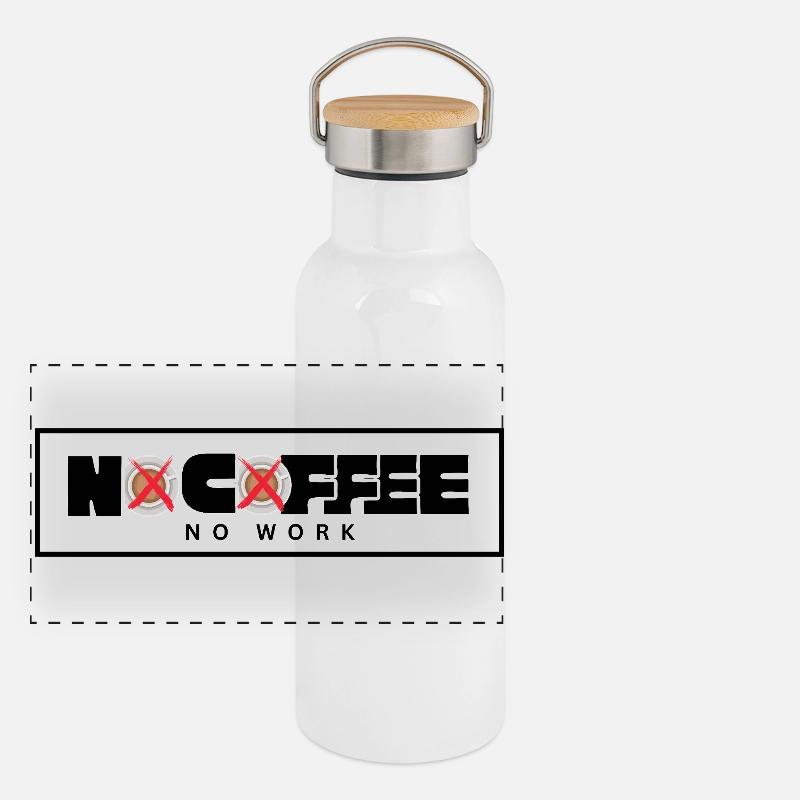 No Coffee No Work – T-shirt café original et graph Gourde isotherme avec bouchon en bambou
