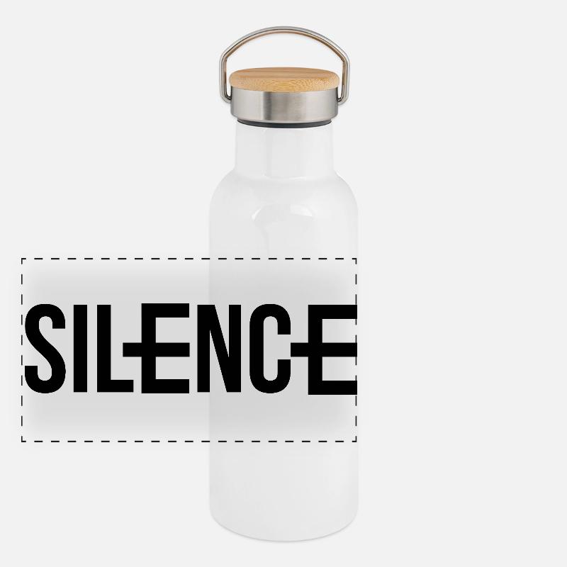 Silence aber nicht Still Panorama Thermosflasche mit Bambusdeckel