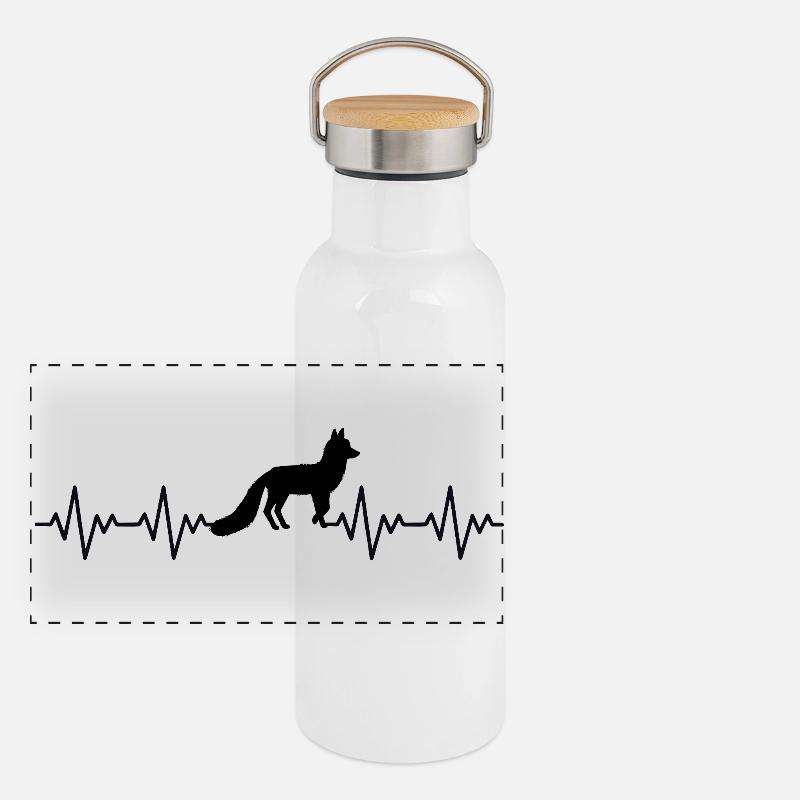 Fuchs ECG Heartbeat Panoramic Thermal Bottle with Bamboo Lid