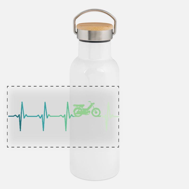 mob mobylette battement de coeur moped cyclomoteur Gourde isotherme avec bouchon en bambou