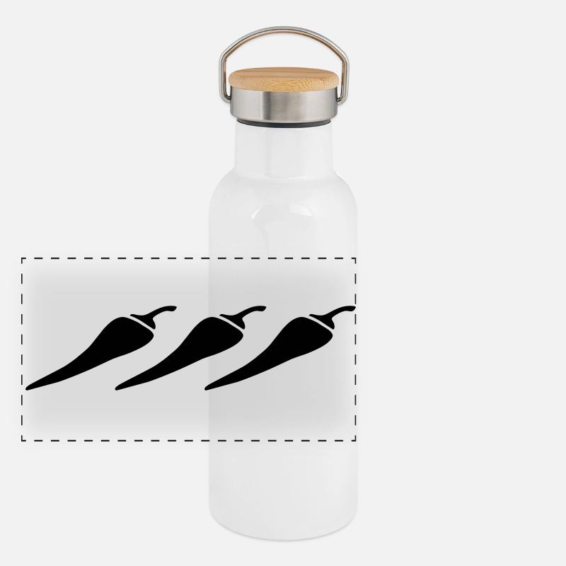 Chilischoten Panorama Thermosflasche mit Bambusdeckel