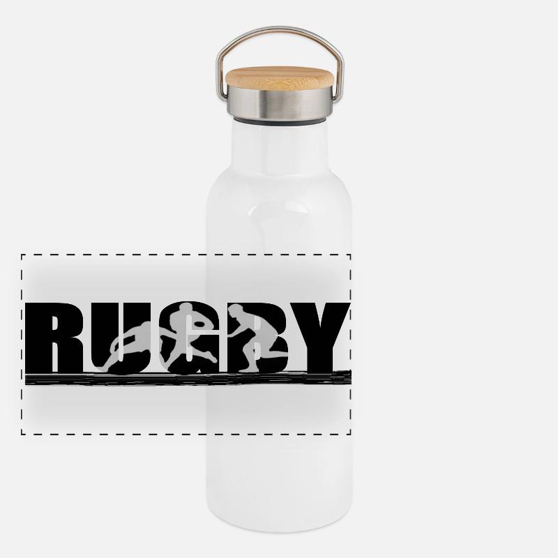 Rugby Panorama Thermosflasche mit Bambusdeckel