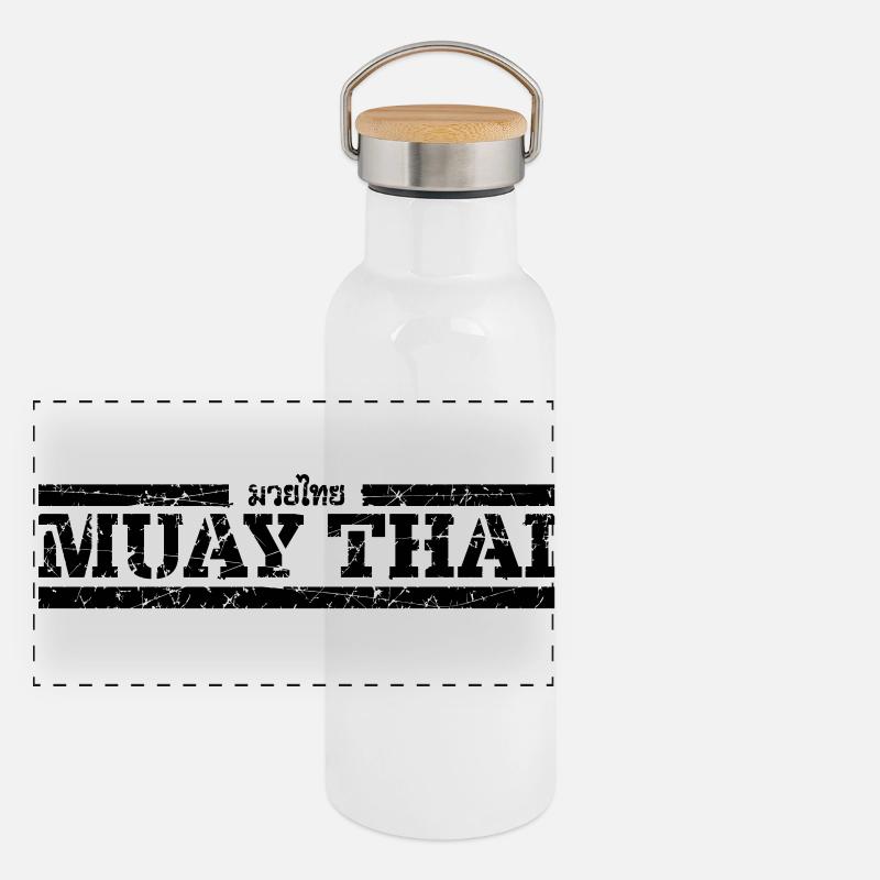 Muay Thai Panorama Thermosflasche mit Bambusdeckel