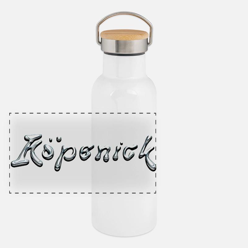 Typographie Köpenick Liquid Chrome Gourde isotherme avec bouchon en bambou