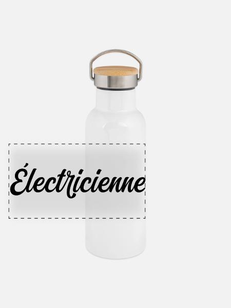 Pro Elektriker Installation der elektrischen Verkabelung - Panorama Thermosflasche mit Bambusdeckel - Weiß - Vorne