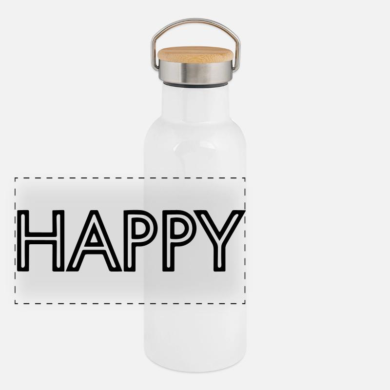 Glücklich Panorama Thermosflasche mit Bambusdeckel