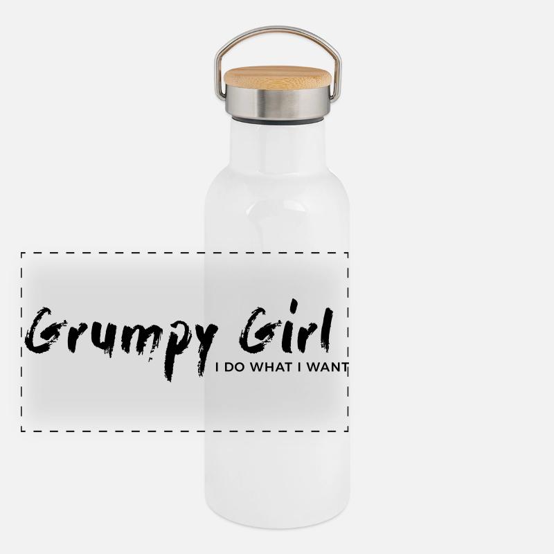 Grognon – Je fais ce que je veux Gourde isotherme avec bouchon en bambou