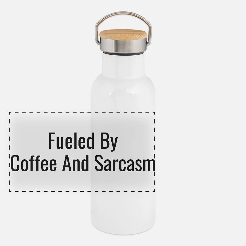 Caféine et sarcasme Gourde isotherme avec bouchon en bambou