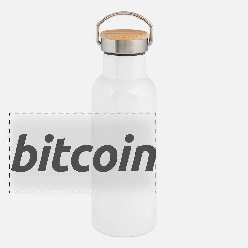 Bitcoin Logo - Panoramic Thermal Bottle with Bamboo Lid - white
