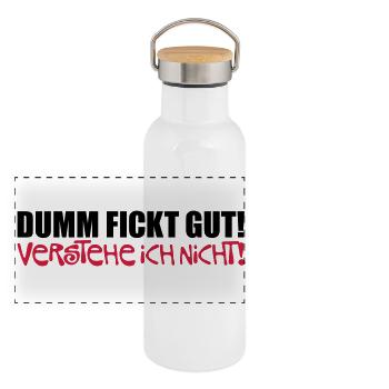 Dumm fickt gut - verstehe ich nicht - Panorama Thermosflasche mit Bambusdeckel - Weiß - Vorne