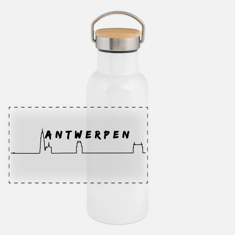 Anvers Skyline Gourde isotherme avec bouchon en bambou