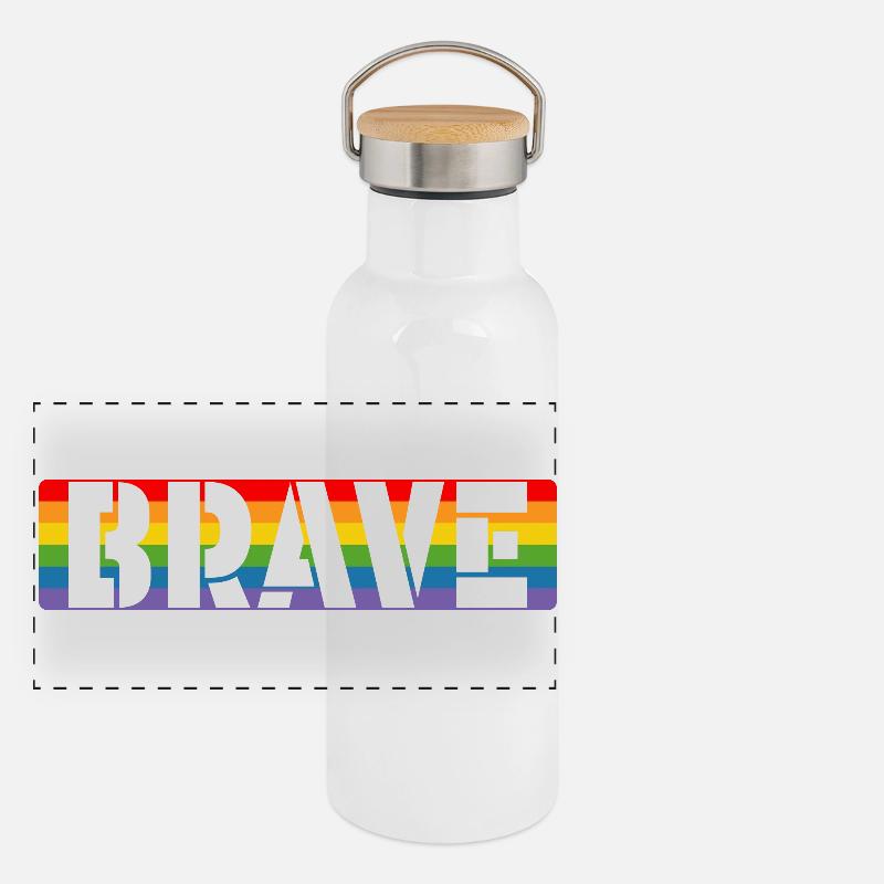 LGBT pride Rainbow Tshirt courageux Gourde isotherme avec bouchon en bambou