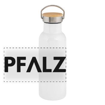 Pfalz - Panorama Thermosflasche mit Bambusdeckel - Weiß - Vorne