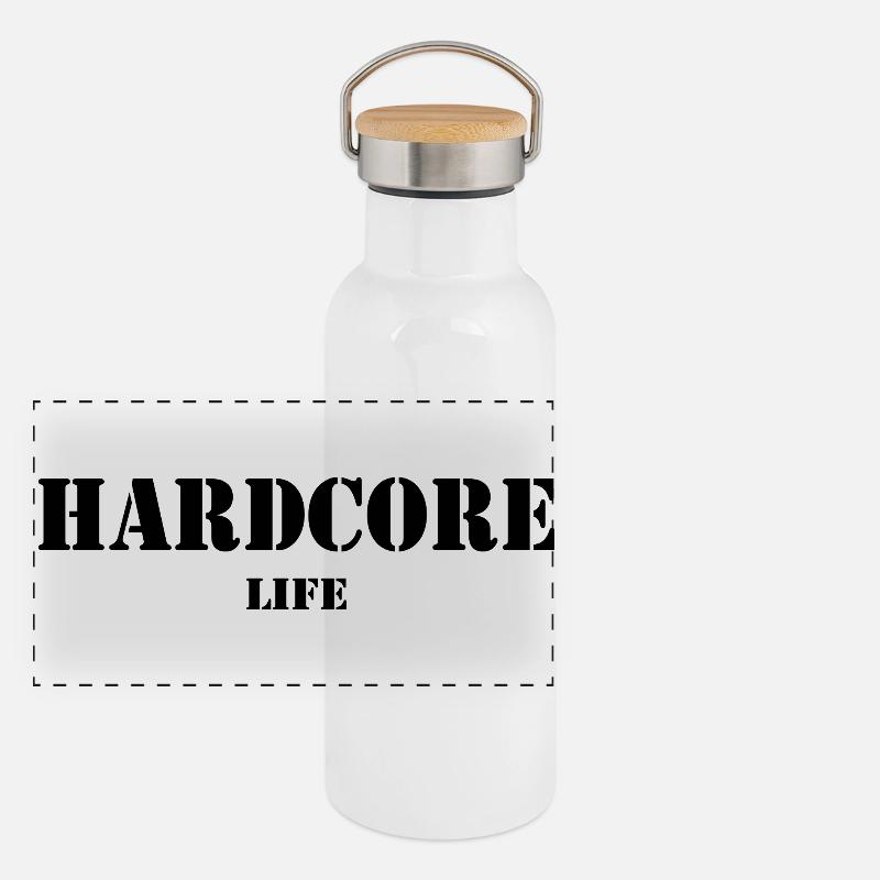 Hardcore-Leben schwarze Farbe Panorama Thermosflasche mit Bambusdeckel