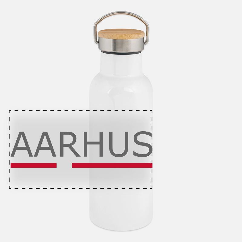 Aarhus - Drapeau du Danemark - Danemark - Scandinavie Gourde isotherme avec bouchon en bambou