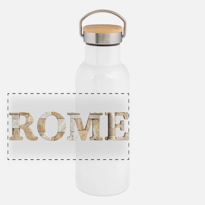 Rome / Rome : Typographie avec architecture ancienne Gourde isotherme avec bouchon en bambou