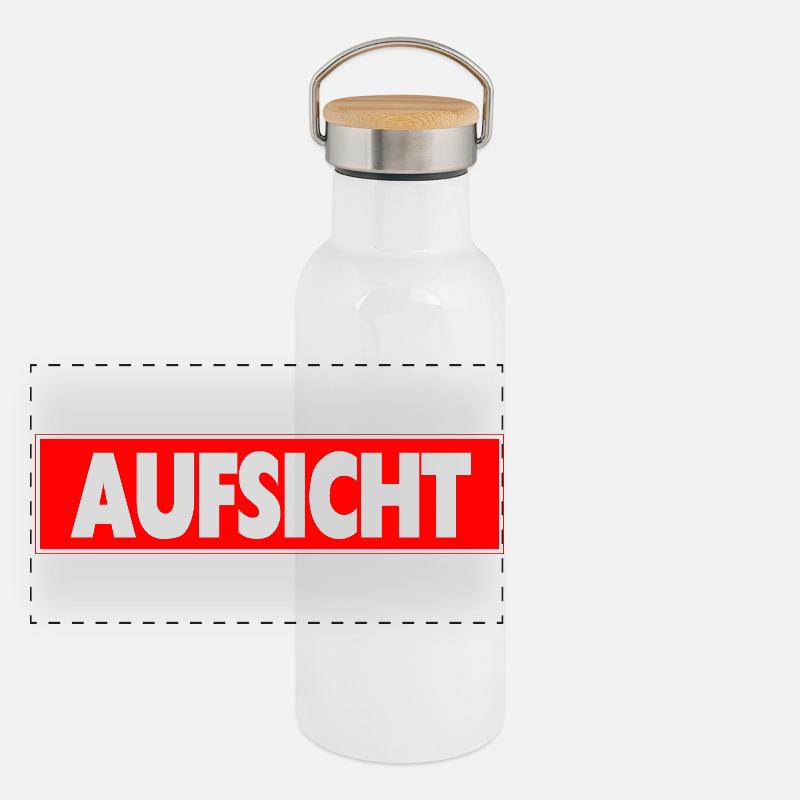 Aufsicht Panorama Thermosflasche mit Bambusdeckel