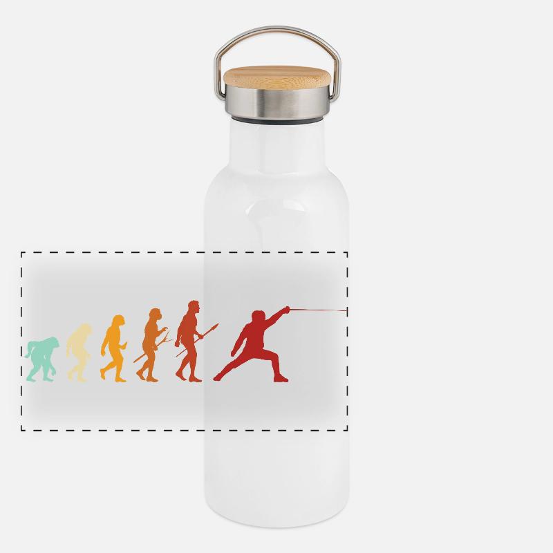 Fechten Evolution Fechter Sport Lustiger Spruch Panorama Thermosflasche mit Bambusdeckel