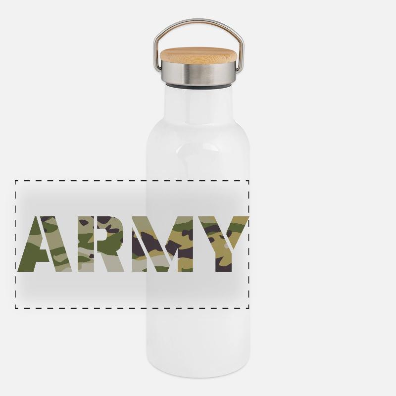 ARMY US BDU Tarnung Panorama Thermosflasche mit Bambusdeckel