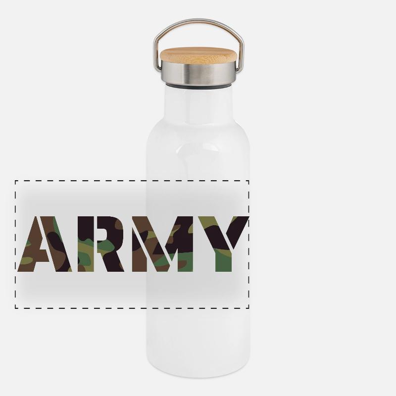 ARMY Text UK Tarnmuster Panorama Thermosflasche mit Bambusdeckel