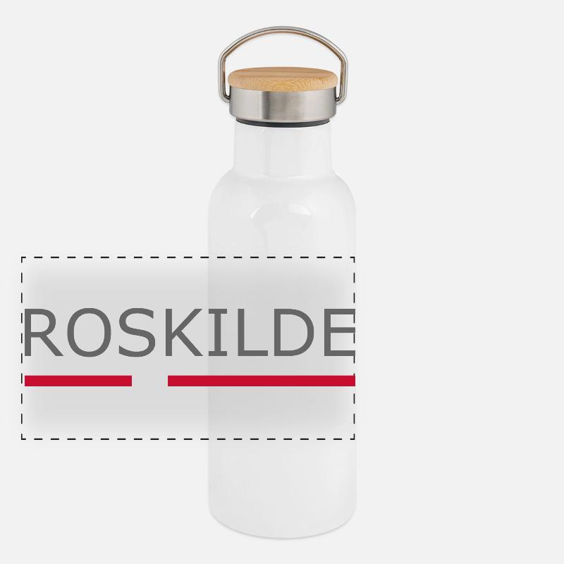 Roskilde - Denmark Flag - Dänemark Panoramic Thermal Bottle with Bamboo Lid