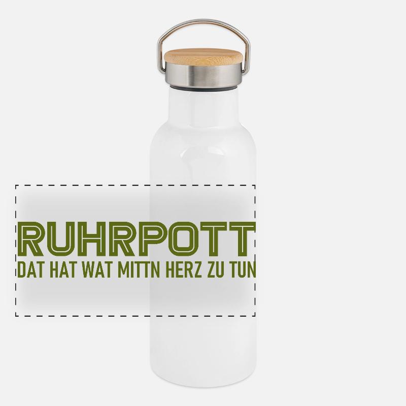 Ruhrpott - Dat hat wat mittn Herz zu tun - Zeche Panorama Thermosflasche mit Bambusdeckel