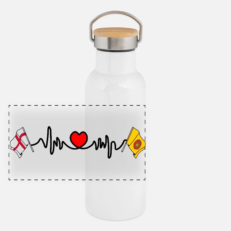 Lancashire- und England-Herzfrequenz Panorama Thermosflasche mit Bambusdeckel