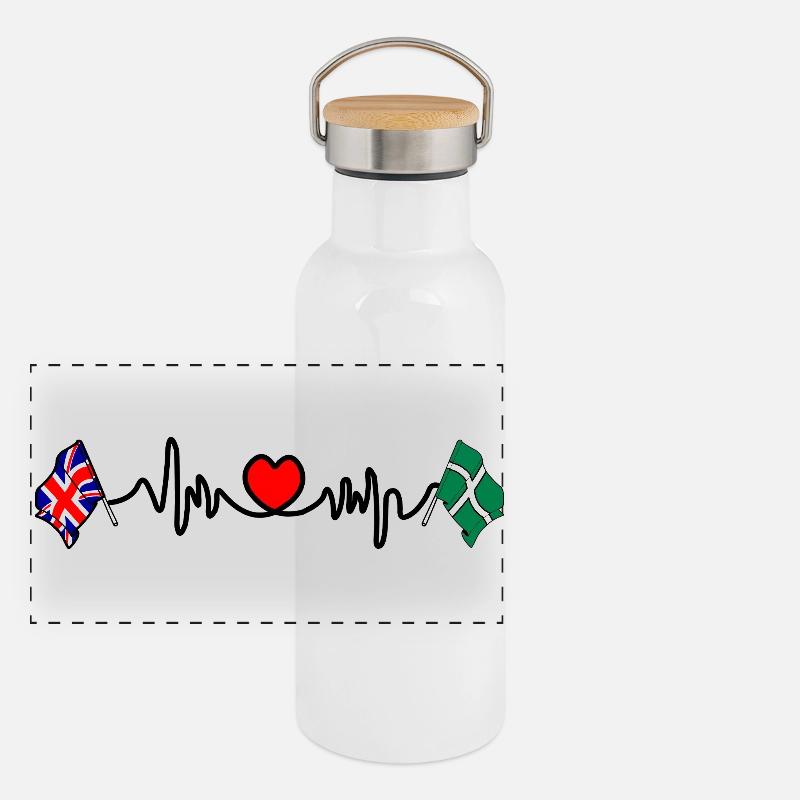 Devon & Großbritannien Herzschlag Panorama Thermosflasche mit Bambusdeckel