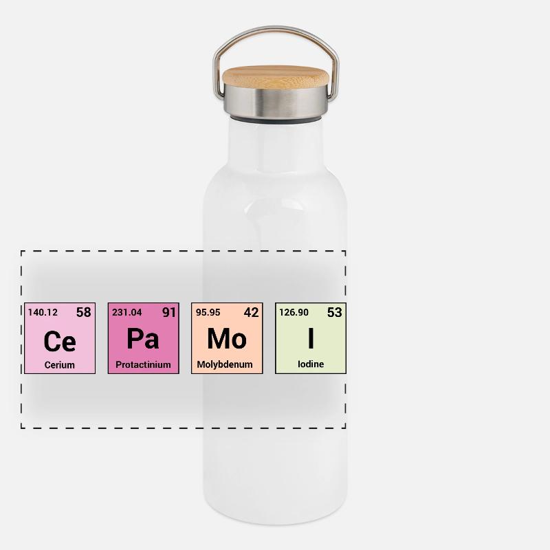 Cepamoi in periodischen Elementen Panorama Thermosflasche mit Bambusdeckel