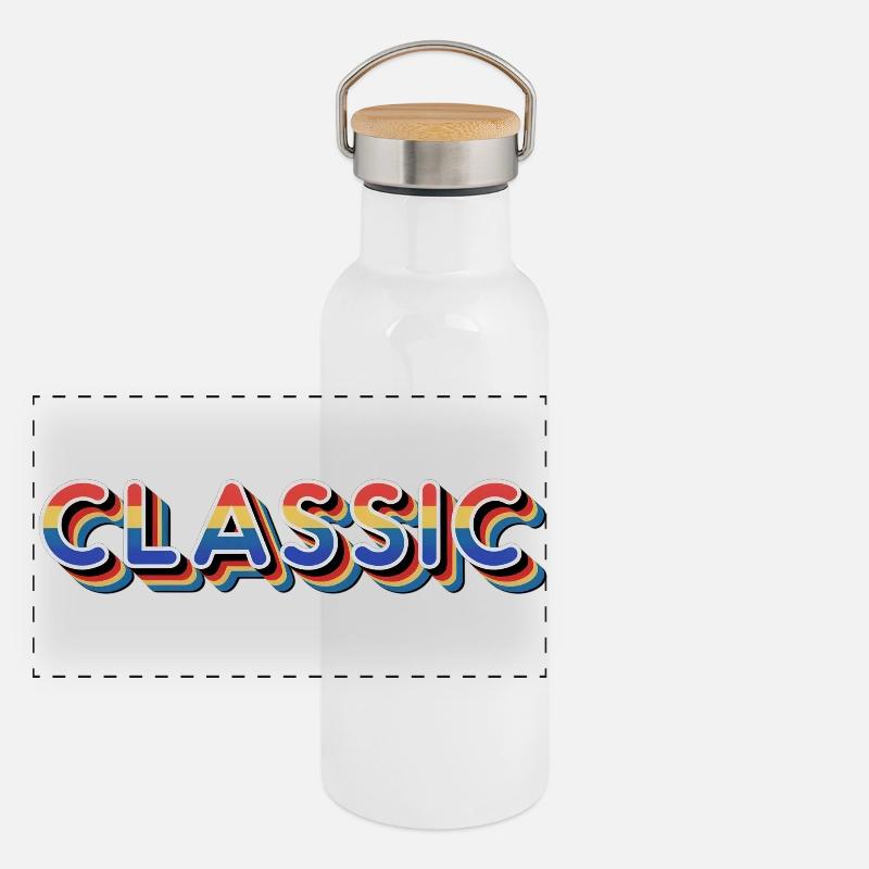 Classic Rainbow Retro Text Panoramic Thermal Bottle with Bamboo Lid