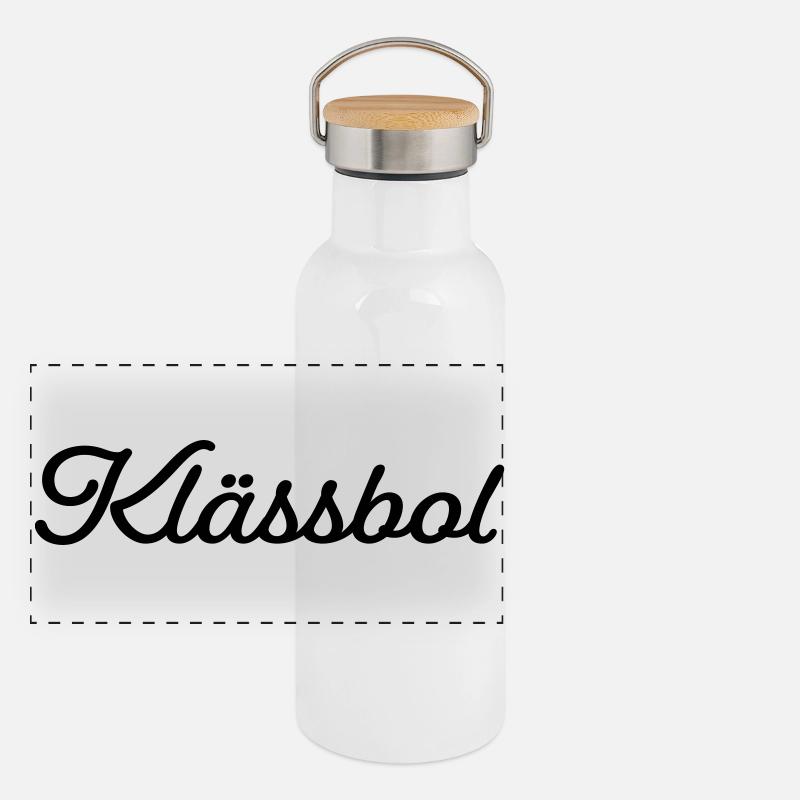 Klässbol schwarz - Panorama Thermosflasche mit Bambusdeckel - Weiß