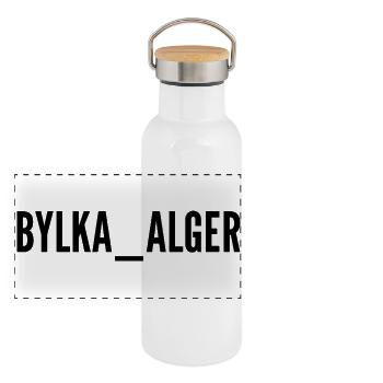 BYLKA_ALGER - Gourde isotherme avec bouchon en bambou - blanc - Devant