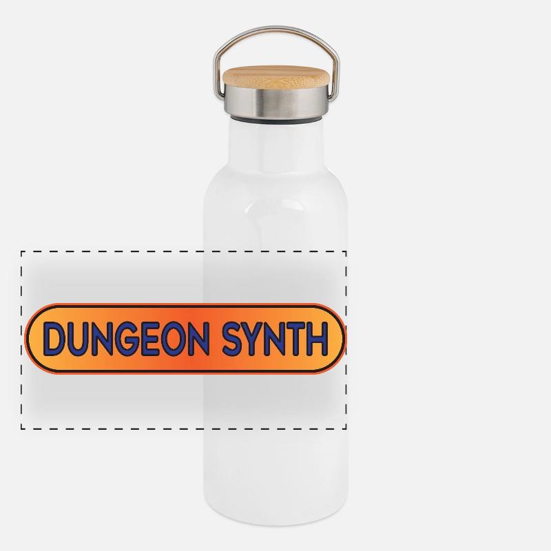 Dungeon-Synth-Emblem Panorama Thermosflasche mit Bambusdeckel