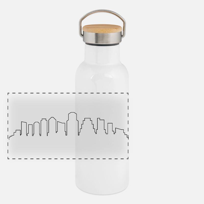Austin-Skyline-Umriss Panorama Thermosflasche mit Bambusdeckel