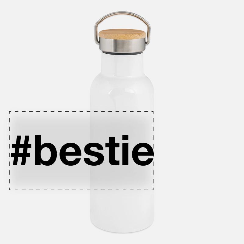 BESTIE Hashtag Meilleur ami Bester Freund Gourde isotherme avec bouchon en bambou