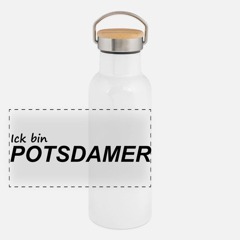 ICK BIN POTSDAMER Panorama Thermosflasche mit Bambusdeckel