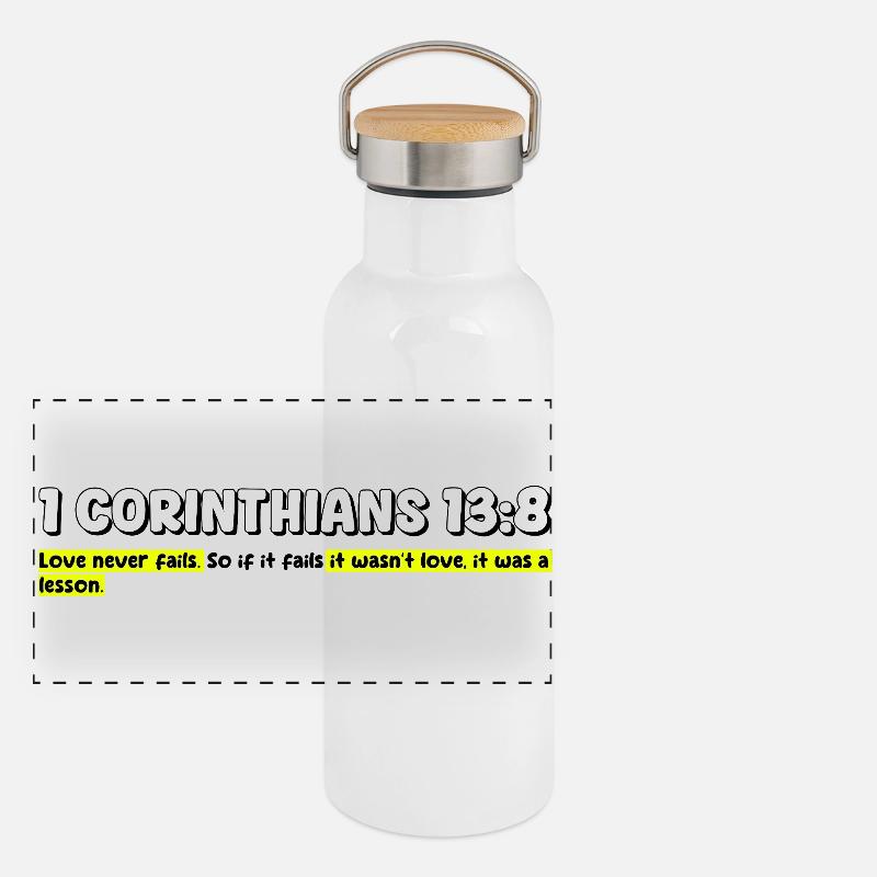 Conception d’amour inspirant et de citation chrétienne Gourde isotherme avec bouchon en bambou