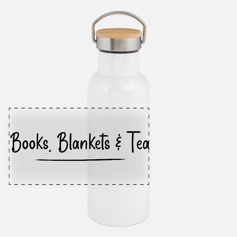 Bücher, Decken und Tee Panorama Thermosflasche mit Bambusdeckel