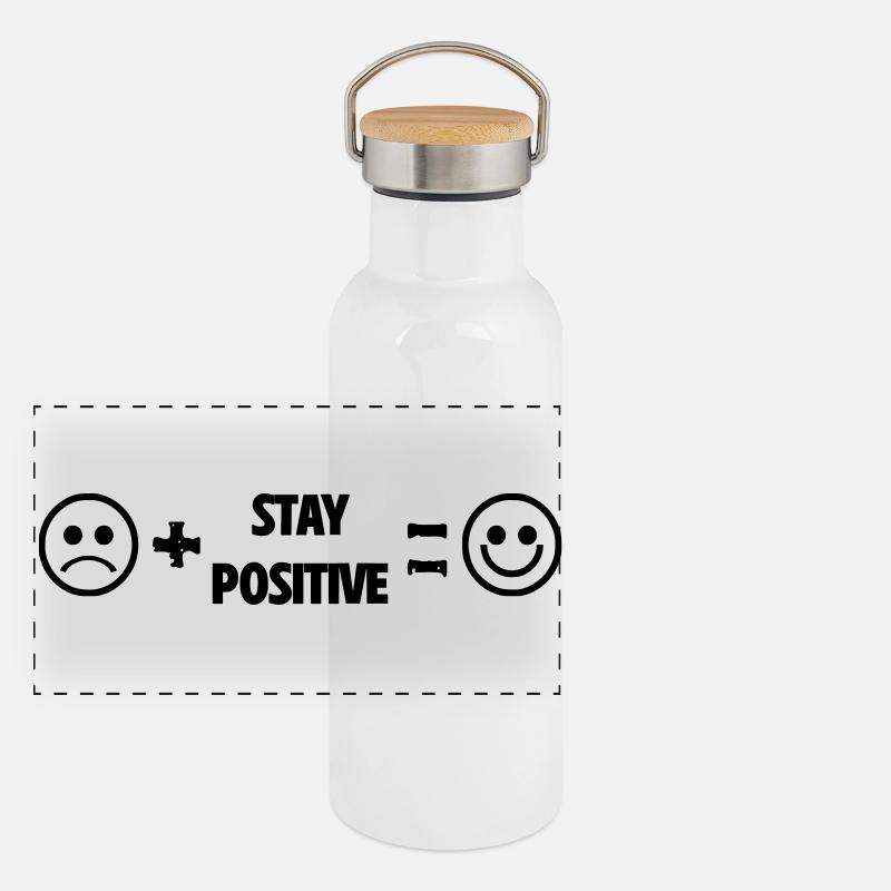 Restez positif, souriez Gourde isotherme avec bouchon en bambou