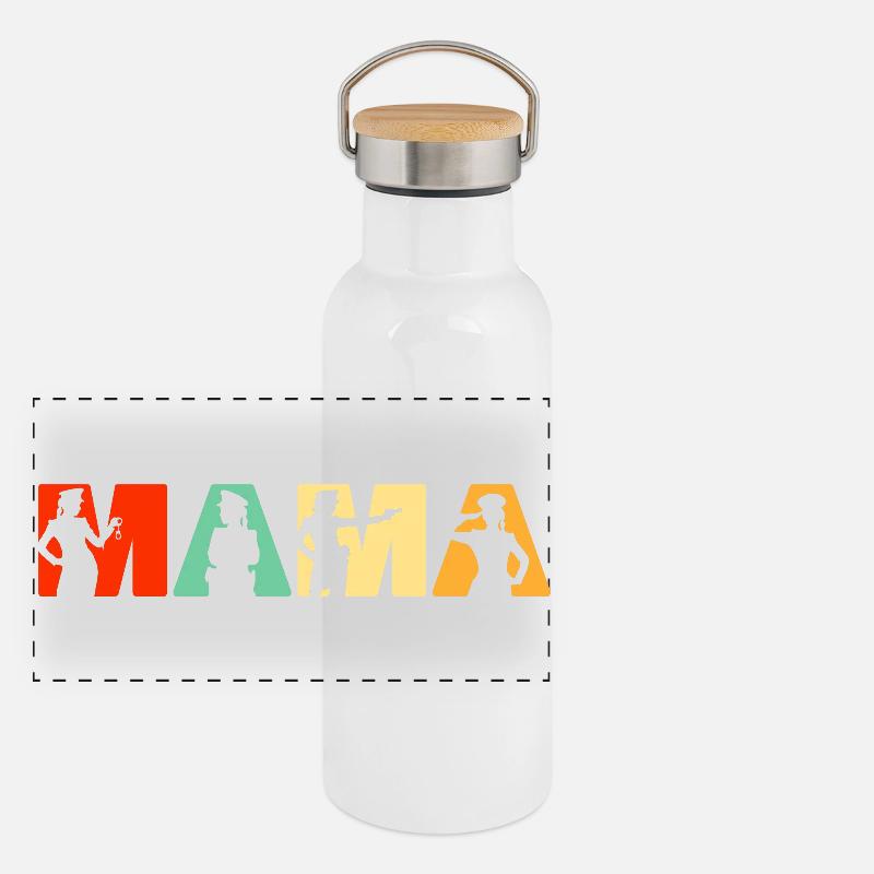 Polizei Mama Polizei Mutter Retro Panorama Thermosflasche mit Bambusdeckel