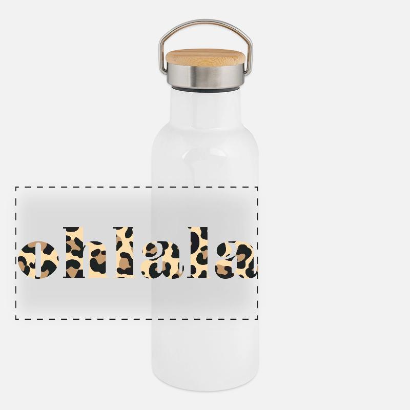Olala Leopard Print Font Panoramic Thermal Bottle with Bamboo Lid
