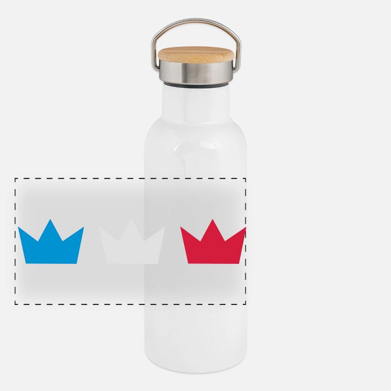 Niederländisch Farben - Panorama Thermosflasche mit Bambusdeckel - Weiß
