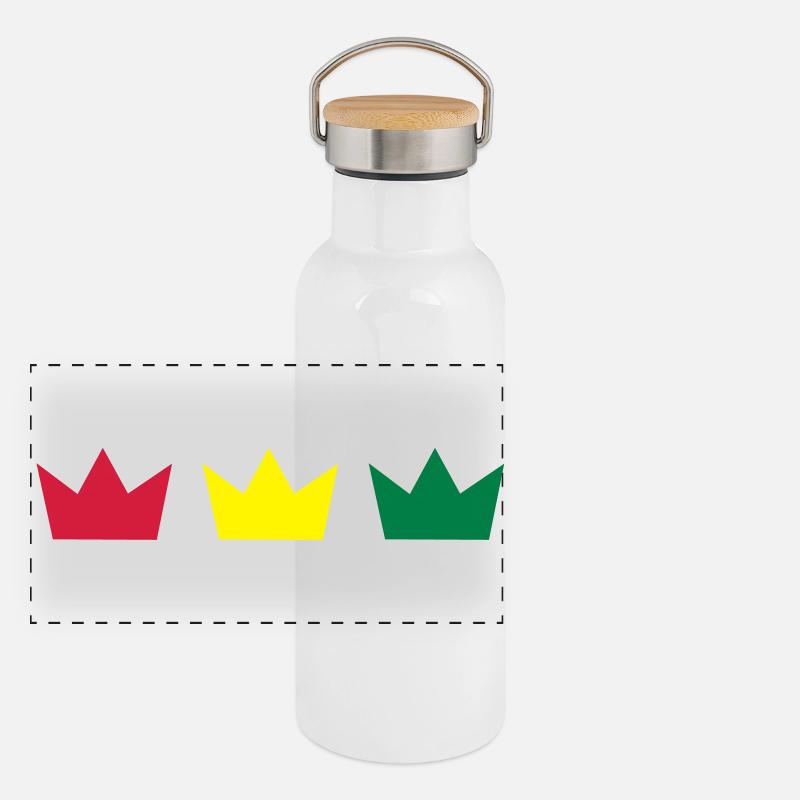 Rasta farben Panorama Thermosflasche mit Bambusdeckel
