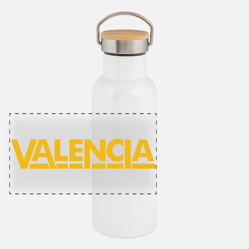 Valence Espagne Jaune Gourde isotherme avec bouchon en bambou