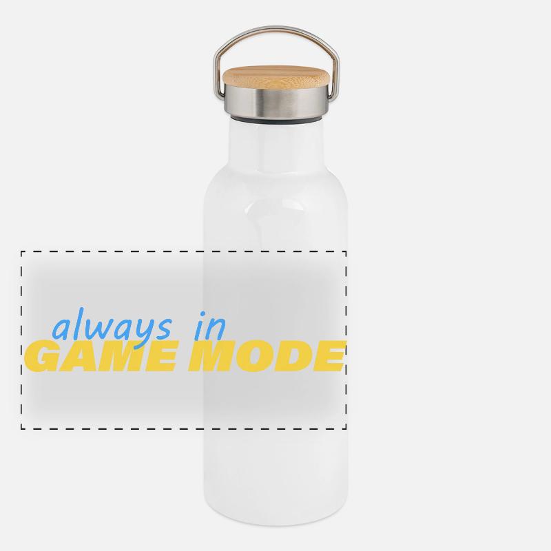ALWAYS IN GAME MODE Panorama Thermosflasche mit Bambusdeckel