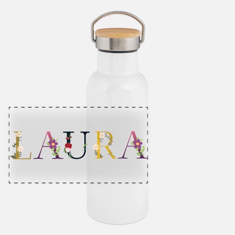 Laura - Panoramic Thermal Bottle with Bamboo Lid - white