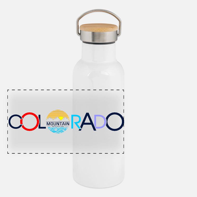 Conception du paysage de montagne du Colorado Gourde isotherme avec bouchon en bambou